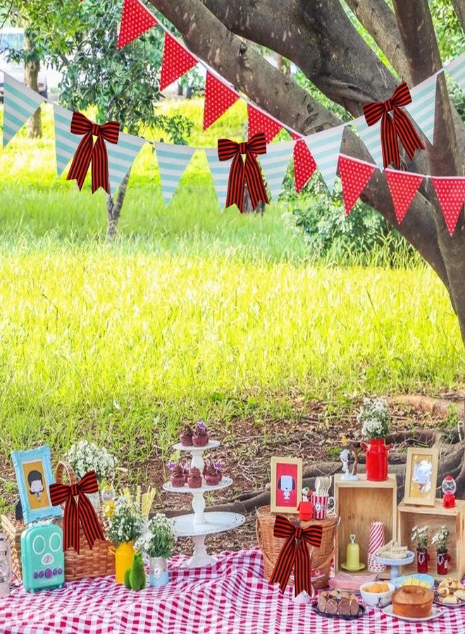 تونيفول شريط سلكي مخطط باللونين الأحمر والأسود من تونيفول، لفتان - 2 بوصة، شريط سلكي مخطط باللونين الأحمر والأسود لتغليف الهدايا، للاستخدام الداخلي، وصنع الأقواس، وتزيين حفلات الزفاف وأعياد الميلاد (6 ياردات/لفة) - Image 5